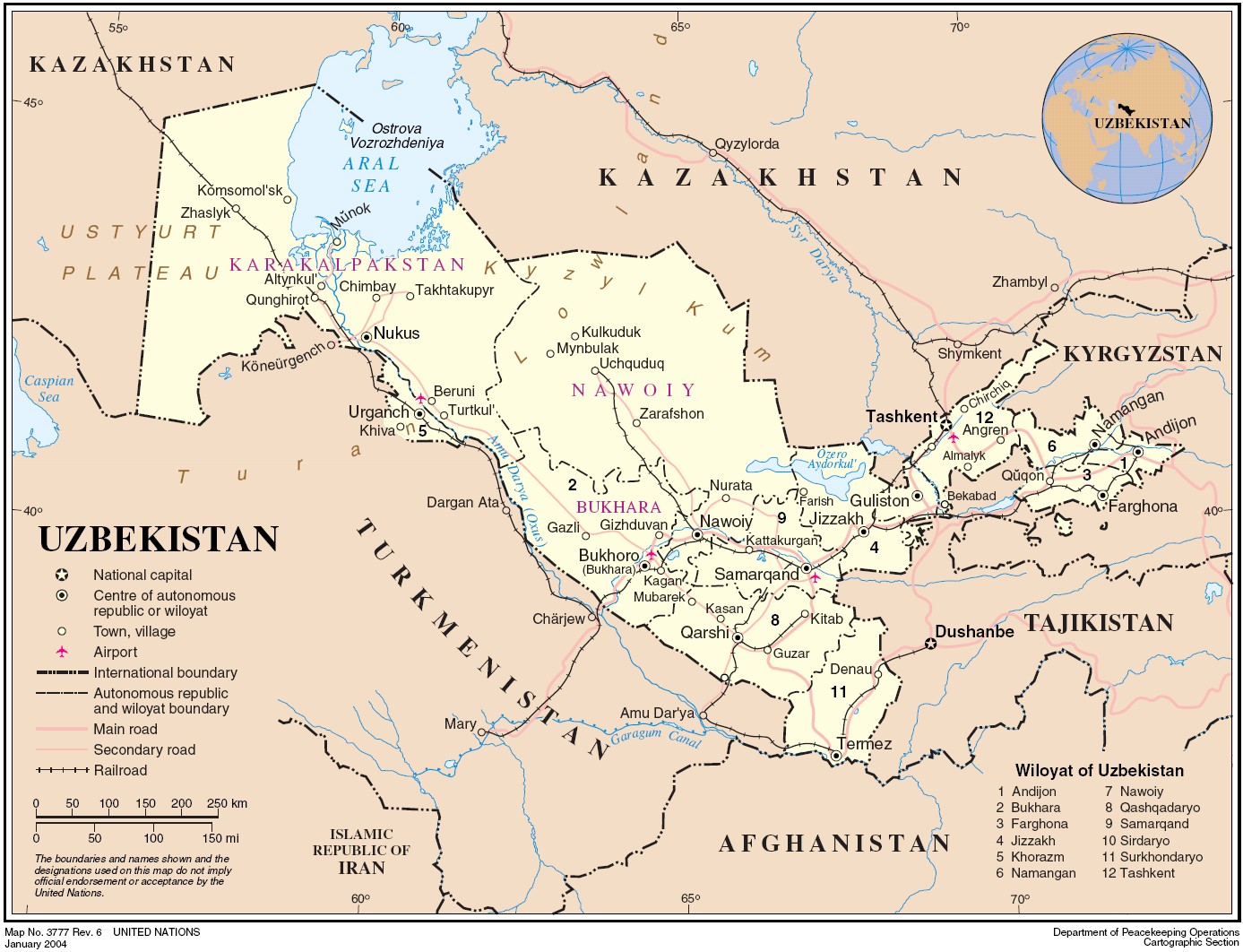 politique carte du Ouzbekistan